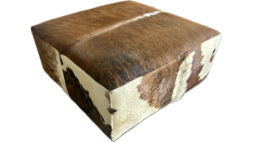 Image of a Coffee Table / Ottoman – Brindle Cowhide Upholstery / Square Design