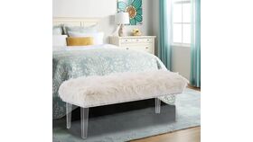 Image of a Bench – White Faux Fur + Acrylic Legs | Glam/Modern