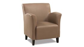 Image of a Accent Chair – Taupe Faux Leather – Modern Club Style