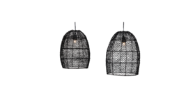 Image of a Black Rattan Chandelier Collection